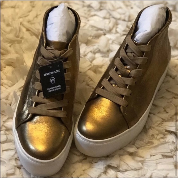 Brand New! Kenneth Cole Gold High Top Sneakers - Picture 2 of 8